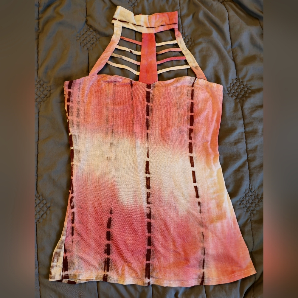 VENUS Halter Tank Top, Size M, Coral, Brown, White, NWOT